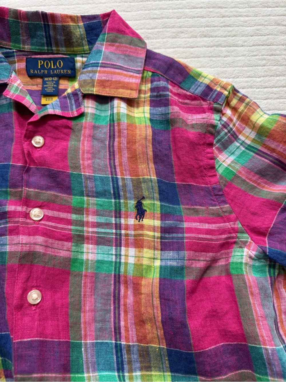 Polo by Ralph Lauren 100% Line Multicolor Plaid Short-Sleeve Button Shirt - Picture 10 of 11